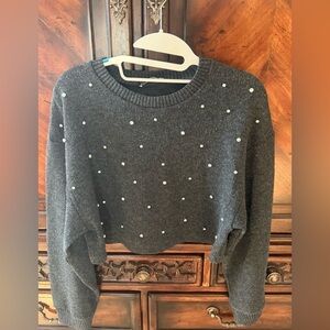 Rare Zara Charcoal Rhinestone Studded Sweater